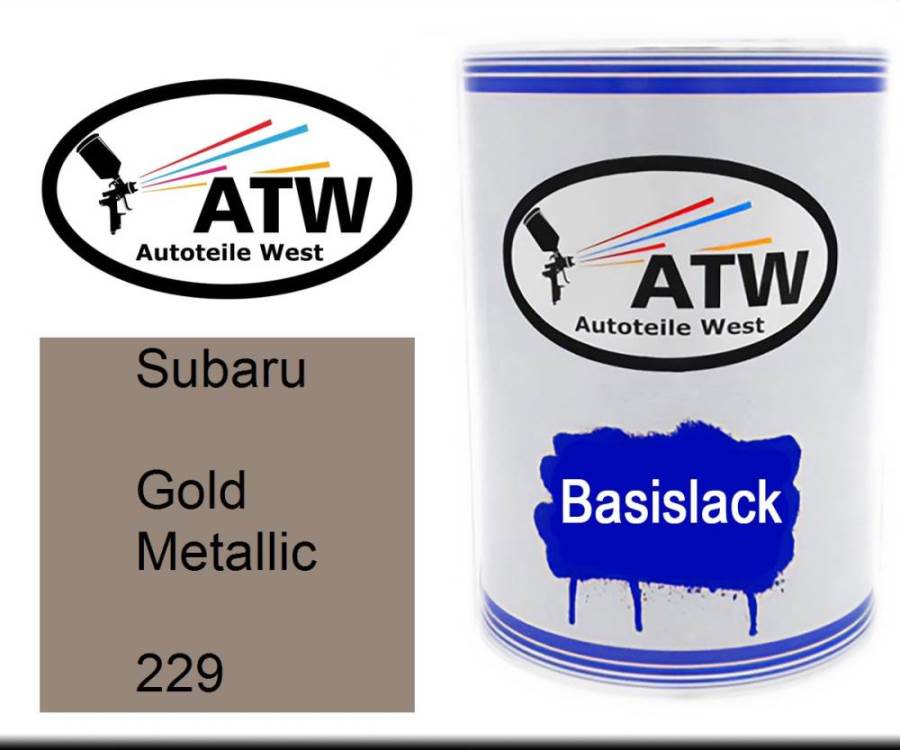 Subaru, Gold Metallic, 229: 500ml Lackdose, von ATW Autoteile West.